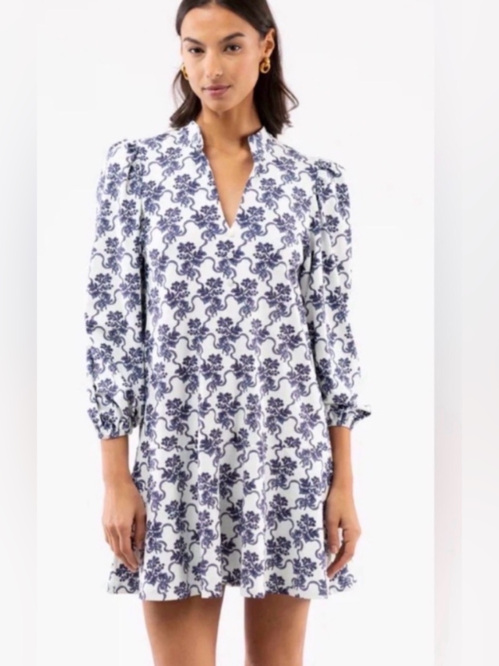 Smith & Quinn Dress Hazel in Ribbon Bouquet Navy & Off White/Cream day dress nap